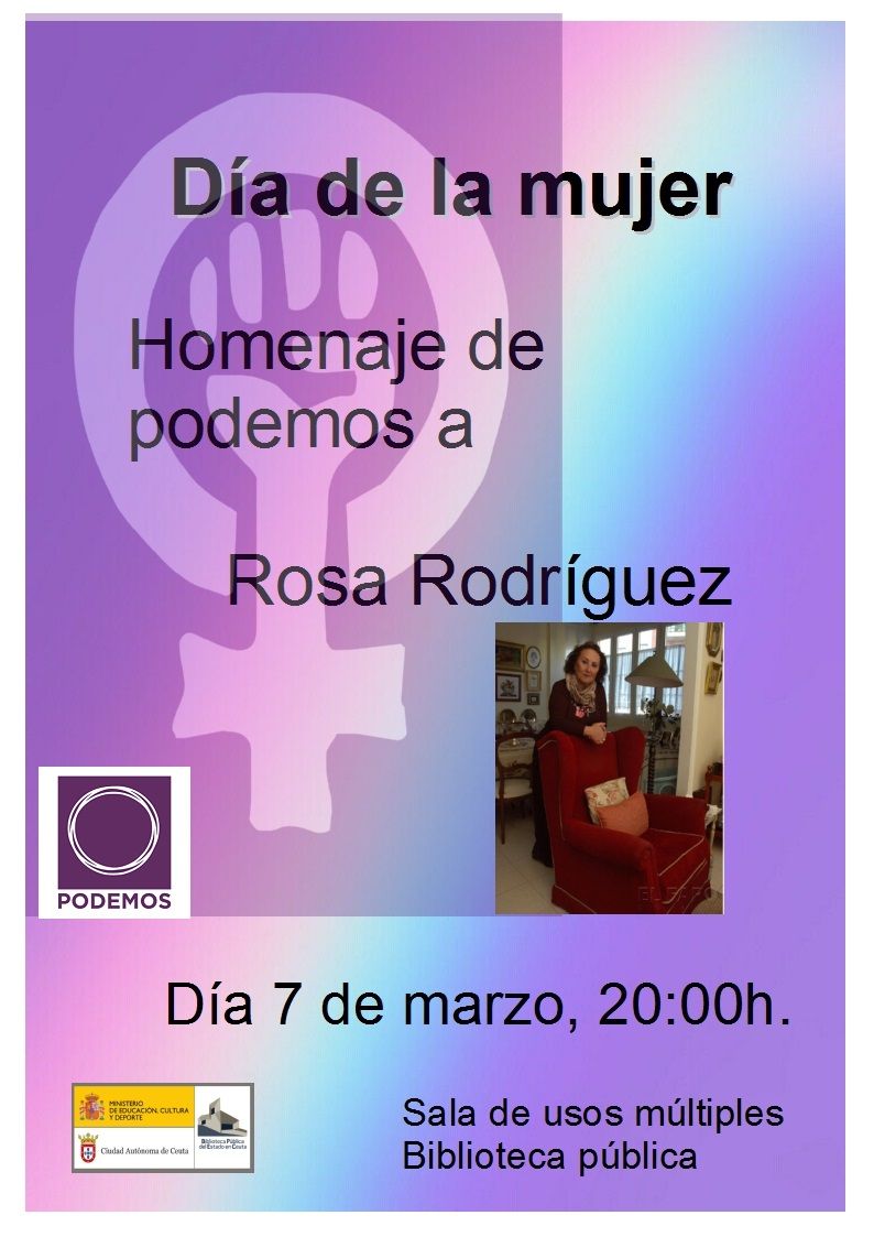 Podemos realiza un homenaje a Rosa Rodríguez esta tarde con motivo del Día Internacional de la Mujer