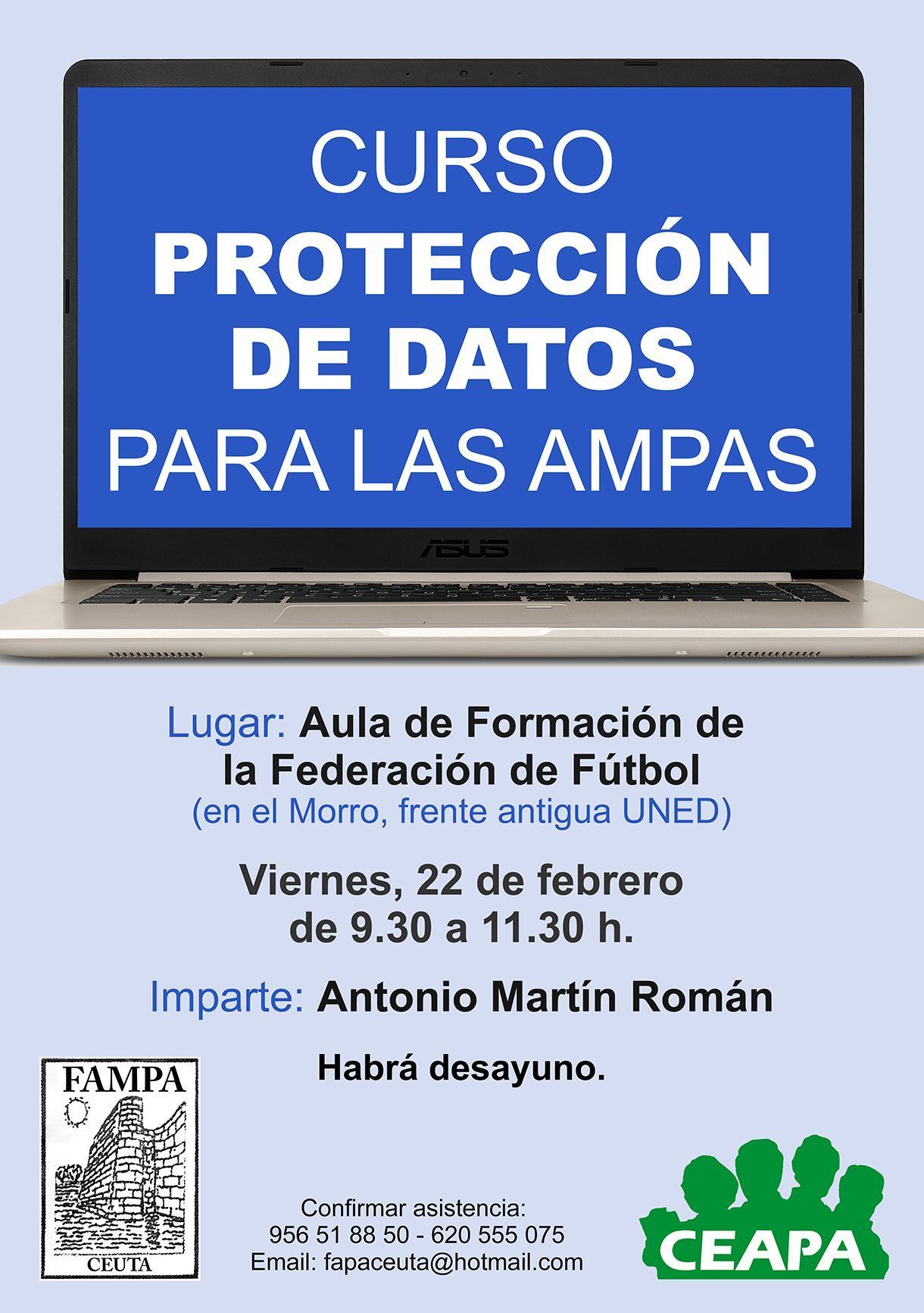 FAMPA Ceuta ofrece un Curso sobre Protección de Datos