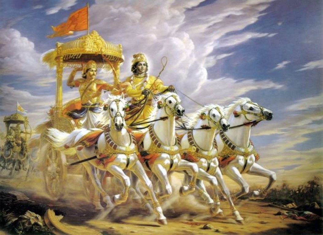 Krishna y Arjuna en la Batalla de Kurukshetra