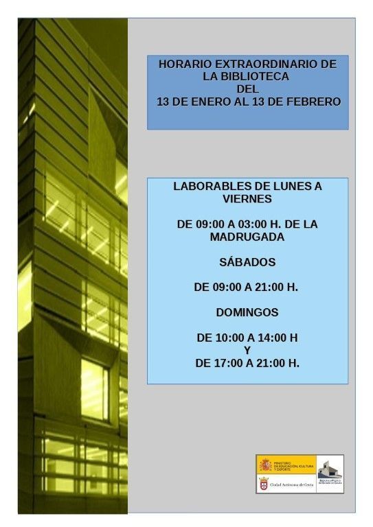 La Biblioteca Pública establecerá un horario extraordinario del 13 de enero al 13 de febrero