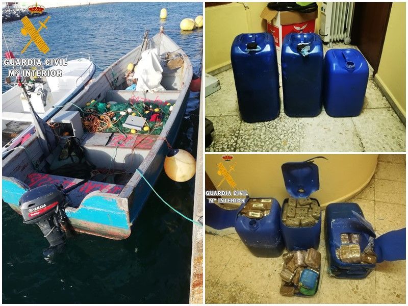 Tres detenidos con más de 90 kilos de hachís en una patera