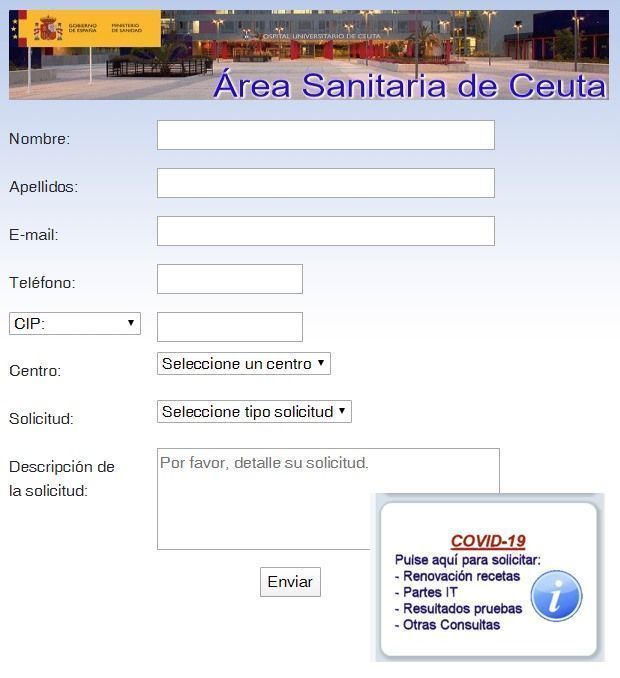 El INGESA habilita una página para solicitar telemáticamente las recetas y otras peticiones