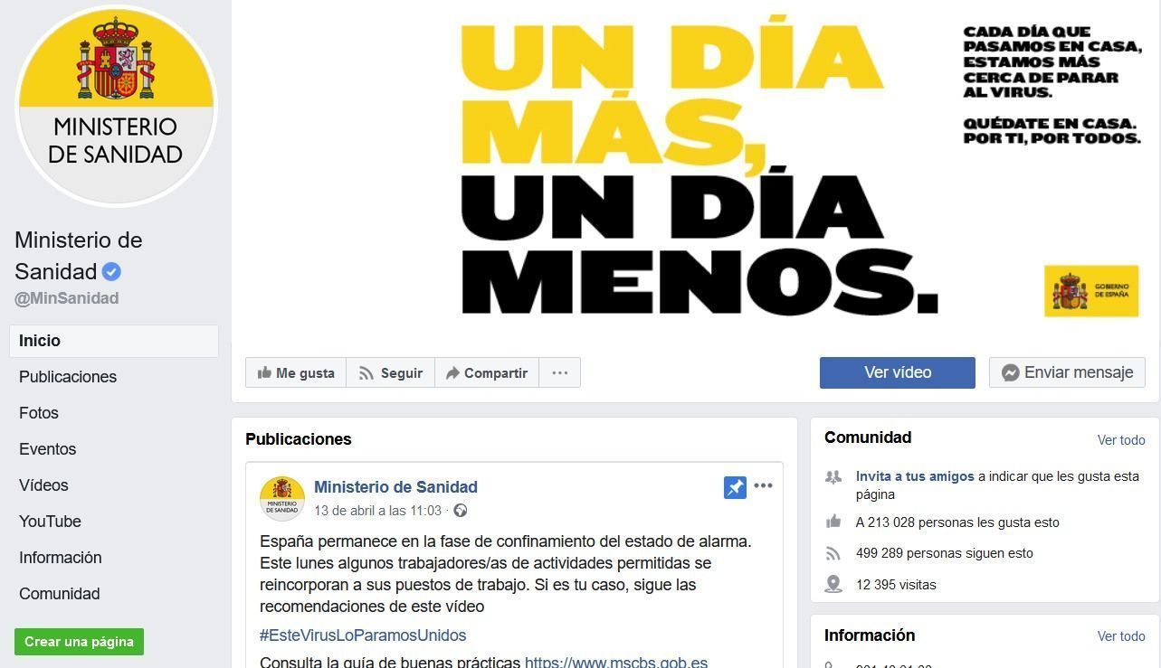 El Ministerio de Sanidad denuncia actividad fraudulenta en su cuenta de Facebook
