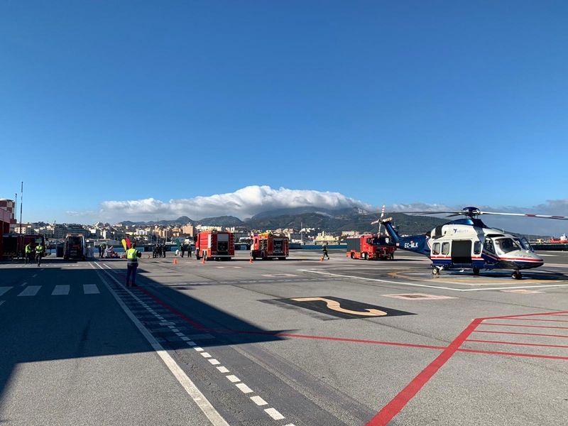 El helipuerto de Ceuta realiza un simulacro de emergencia aeronáutica