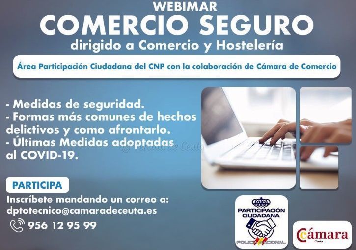 La Cámara de Comercio organiza mañana la webinar “Comercio seguro”