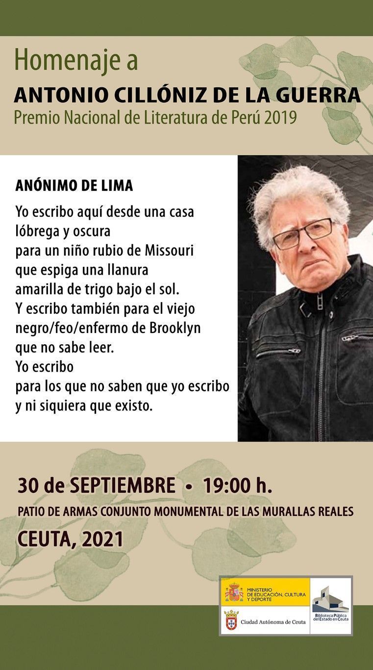 Este jueves se rinde un homenaje al escritor Antonio Cillóniz