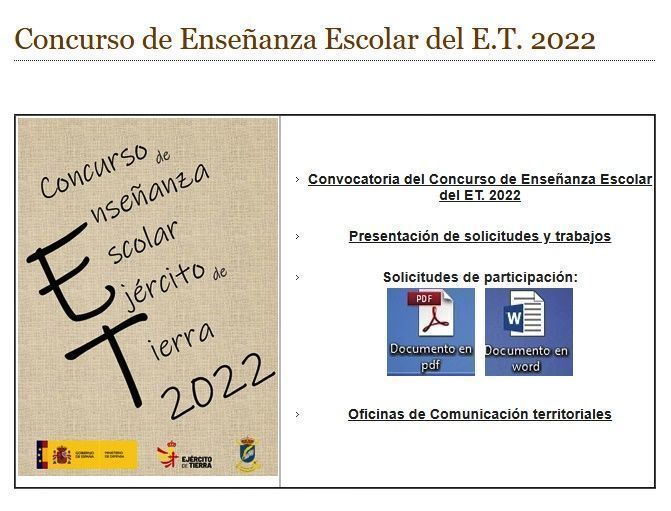 El Ejército de Tierra convoca el Concurso de Enseñanza Escolar del E.T. 2022