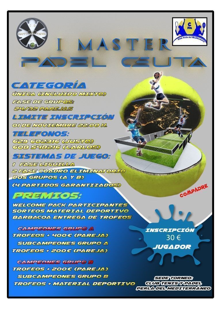 Happypadel y Perla del Mediterráneo preparan el I Máster de Pádel Ceuta