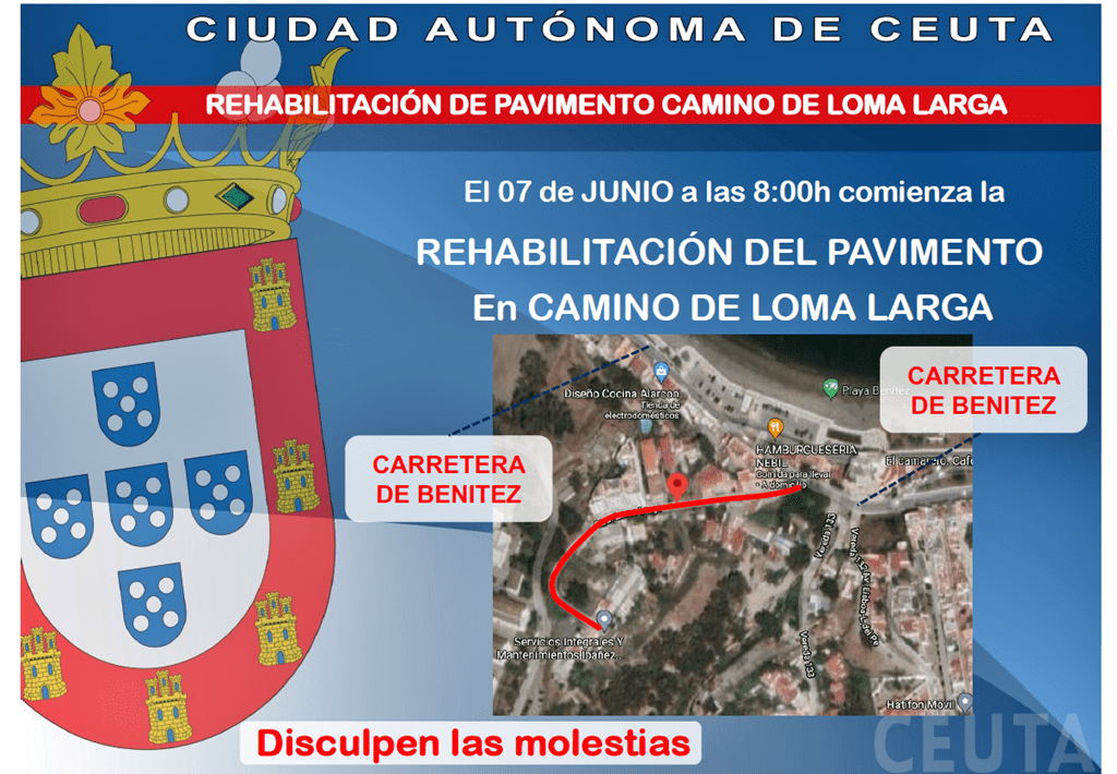 El próximo lunes se rehabilitará el pavimento en el Camino de Loma Larga