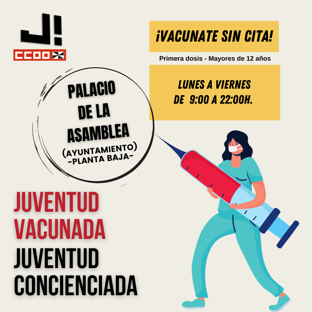 Jóvenes de Comisiones Obreras apoya la campaña institucional para la vacunación de los jóvenes