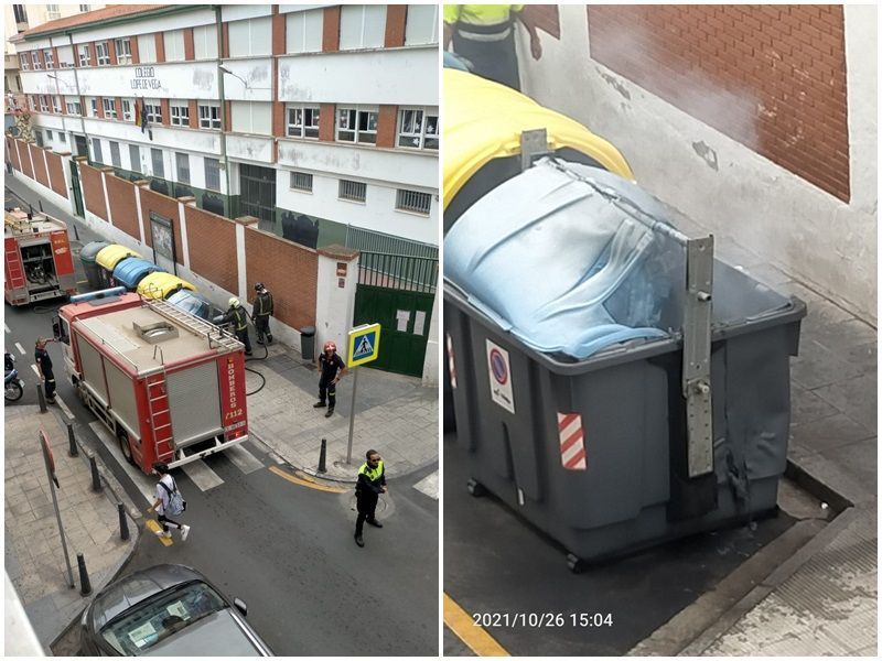 Incendian un contenedor junto al Colegio Lope de Vega