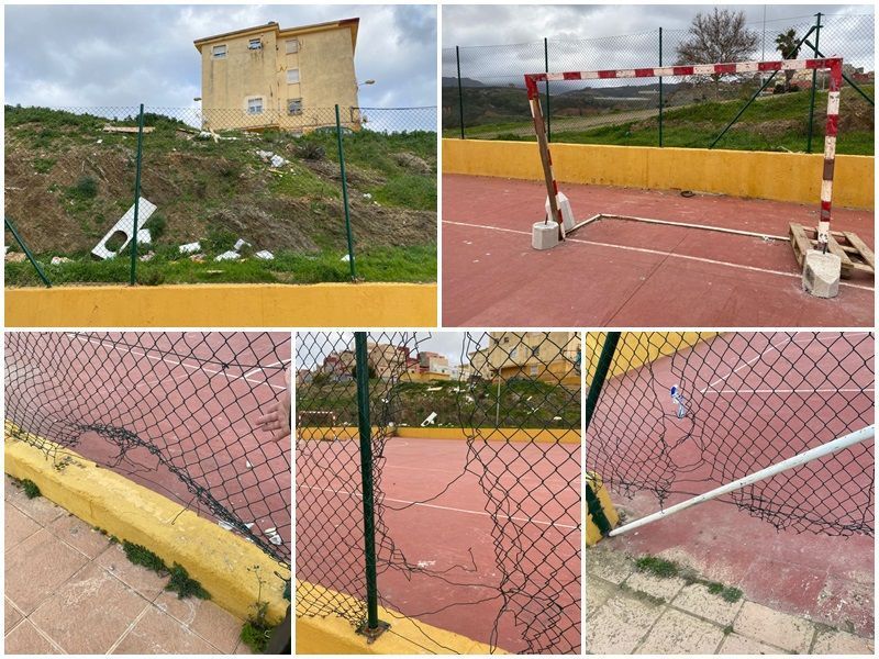 El PSOE denuncia el lamentable estado de la pista polideportiva de la barriada del Príncipe Felipe