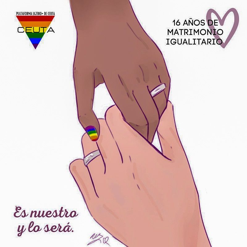 La Plataforma LGTBIQ de Ceuta conmemora el décimo sexto aniversario del matrimonio igualitario