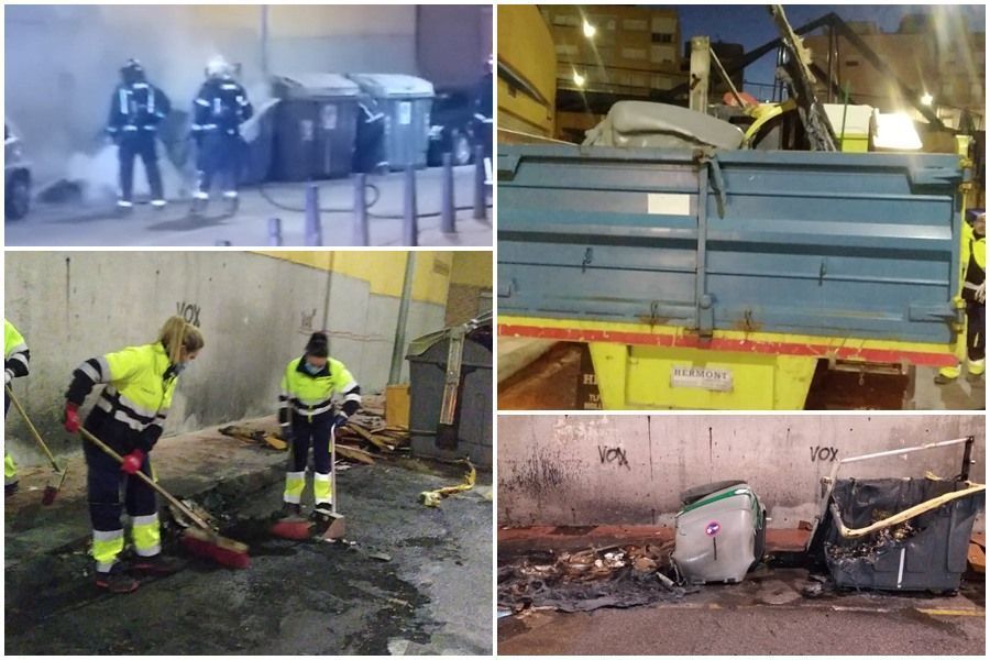 Otra noche de incendios provocados: contenedores y vehículos ardiendo