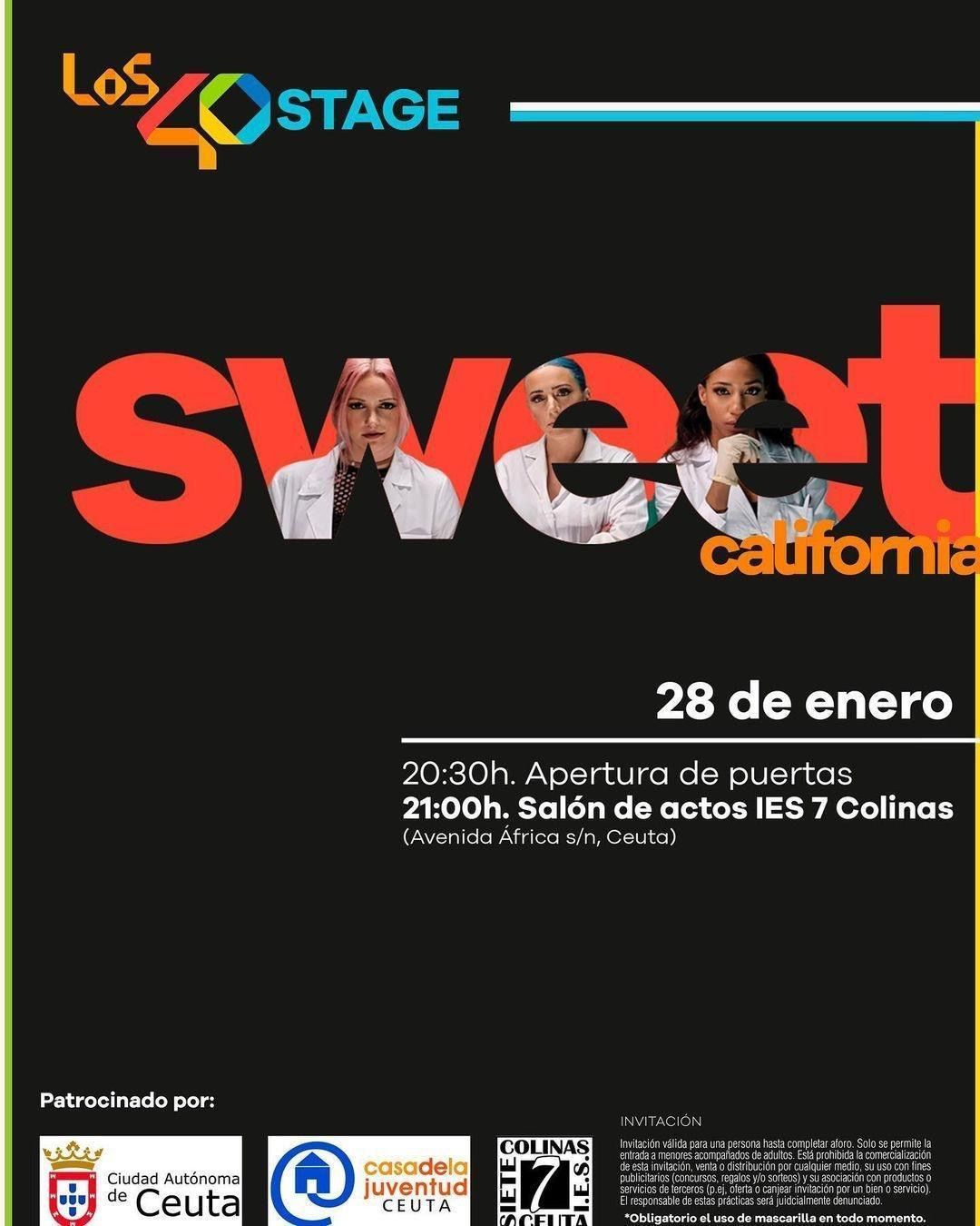 El concierto aplazado del grupo Sweet California se celebrará el próximo viernes