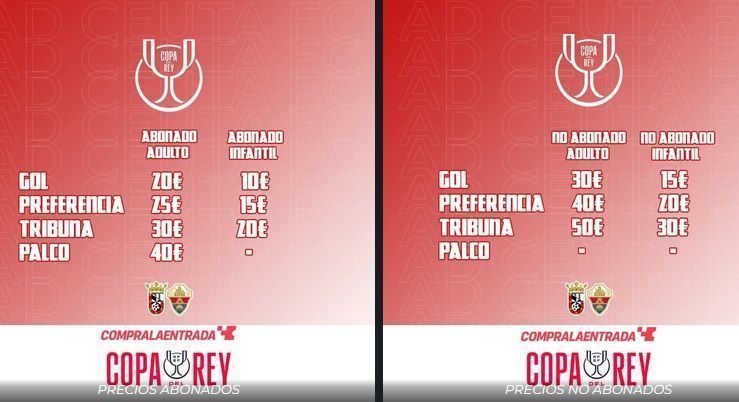La AD Ceuta pone a la venta las entradas para el partido de Copa del Rey ante el Elche CF