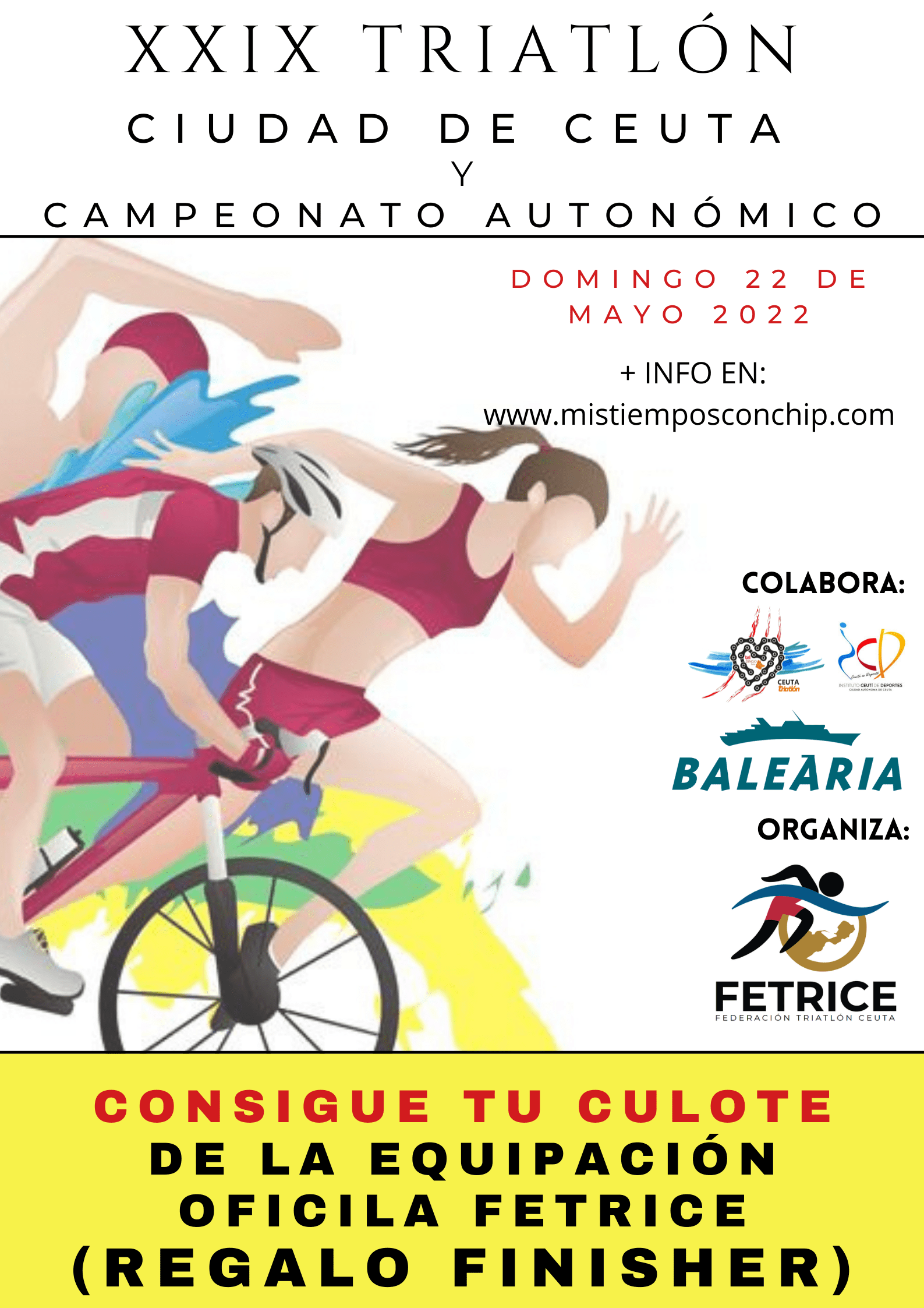 El XXIX Triatlón Ciudad de Ceuta y Campeonato Autonómico de Triatlón será el 22 de mayo