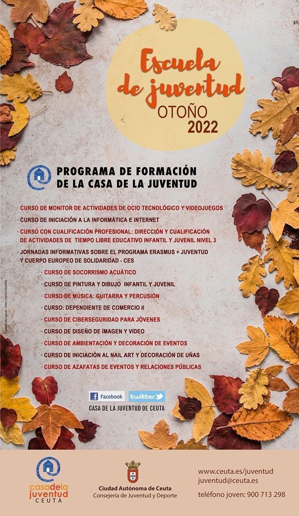 Juventud abre las inscripciones para los cursos y talleres de su Escuela de Otoño