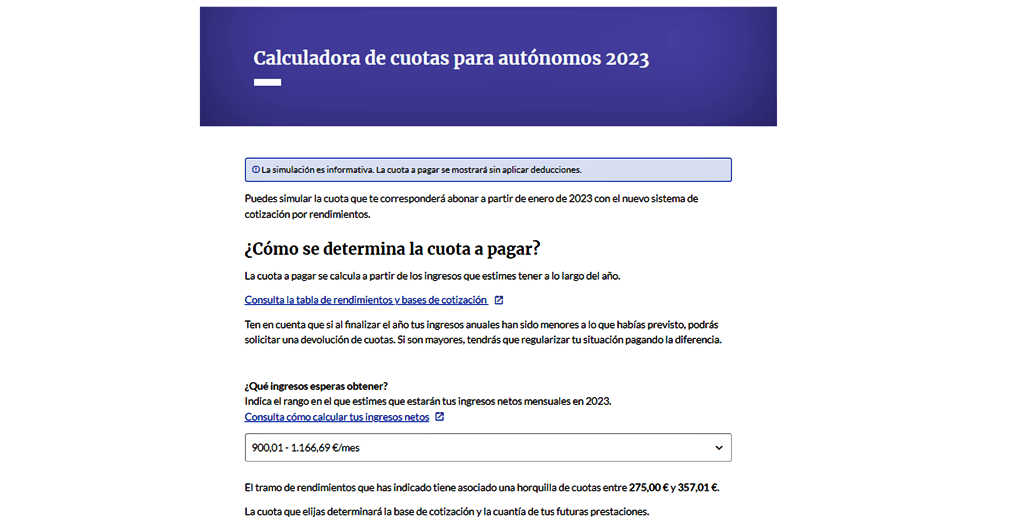 La Seguridad Social lanza un simulador para que los autónomos calculen la cuota que pagarán en el 2023