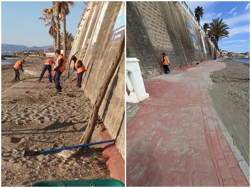 Operarios del Plan de Empleo acondicionan la playa del Chorrillo
