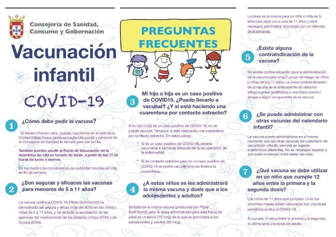 Sanidad publica un tríptico con información sobre la vacunación infantil