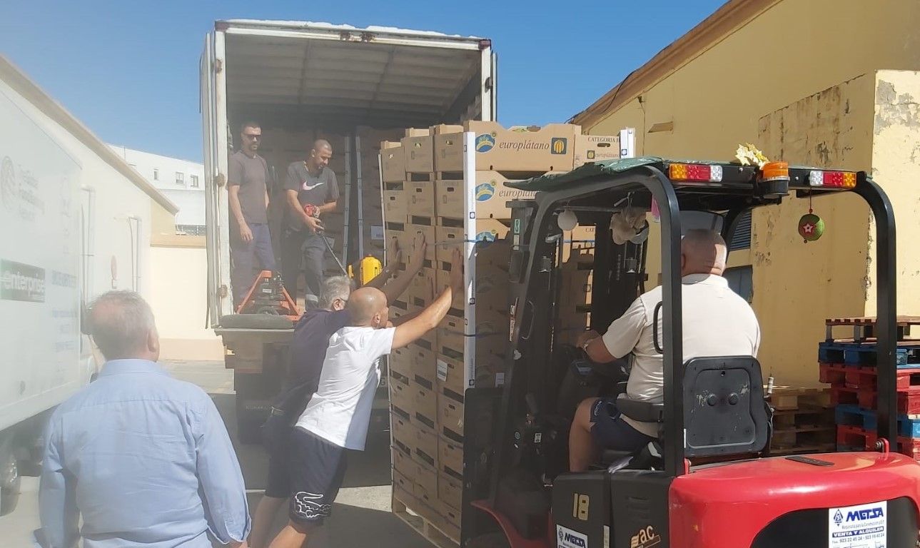 El Banco de Alimentos recibe una donación de 14 toneladas de plátanos