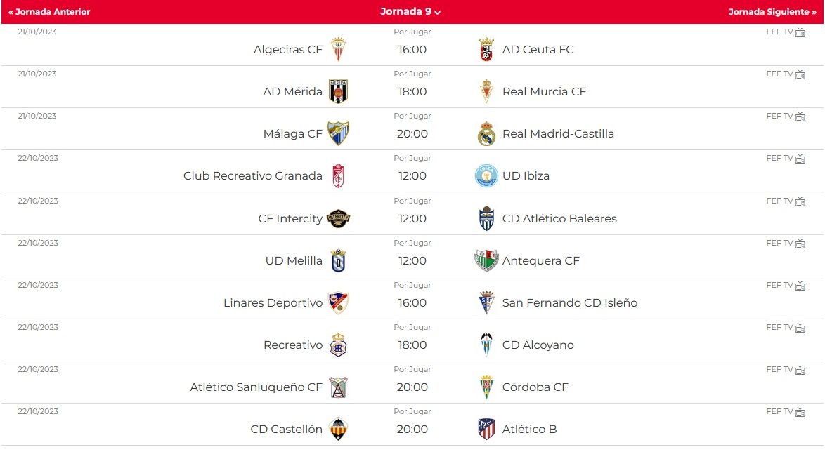 Horarios J9