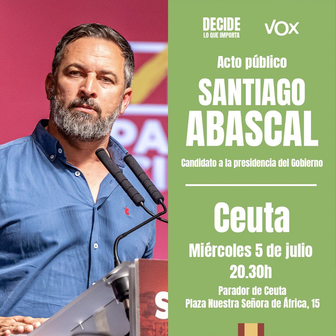 Abascal vuelve a Ceuta el próximo 5 de julio para un acto en el Parador La Muralla