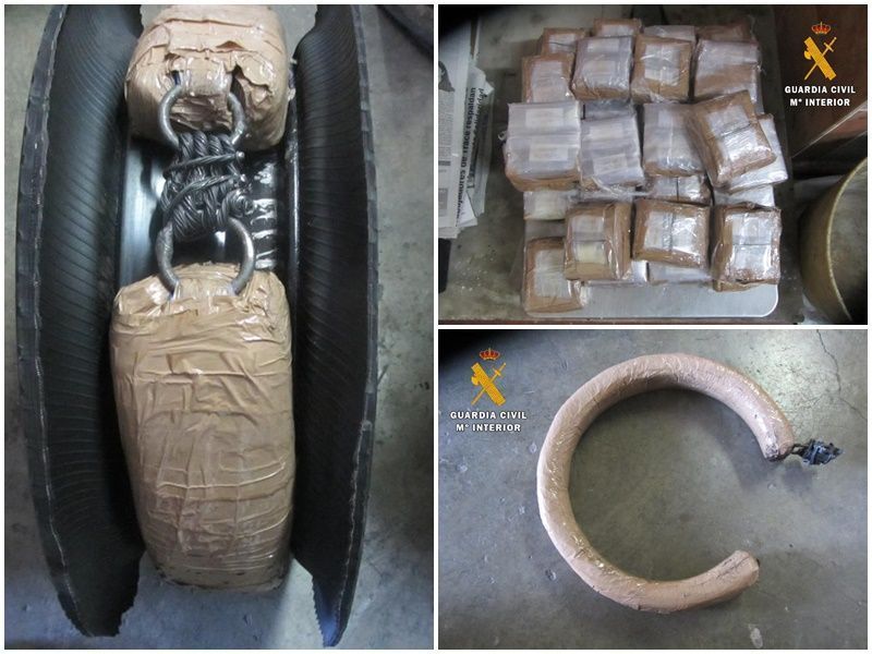 Tres detenidos por esconder 30 kilos de droga en los neumáticos del coche