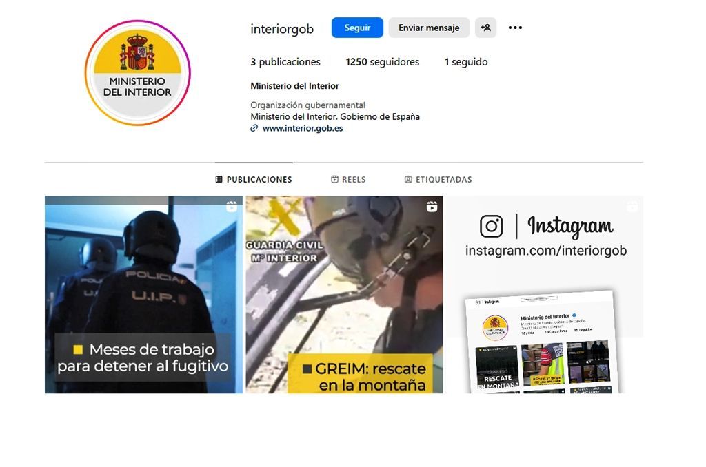 El Ministerio del Interior estrena su nuevo perfil en Instagram 
