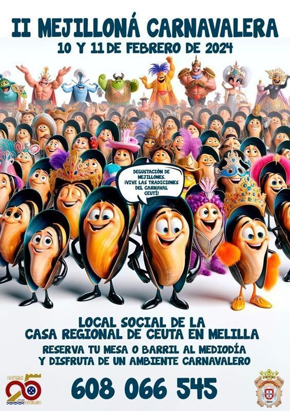 La Casa regional de Ceuta en Melilla prepara para el Carnaval 2024 su II Mejilloná