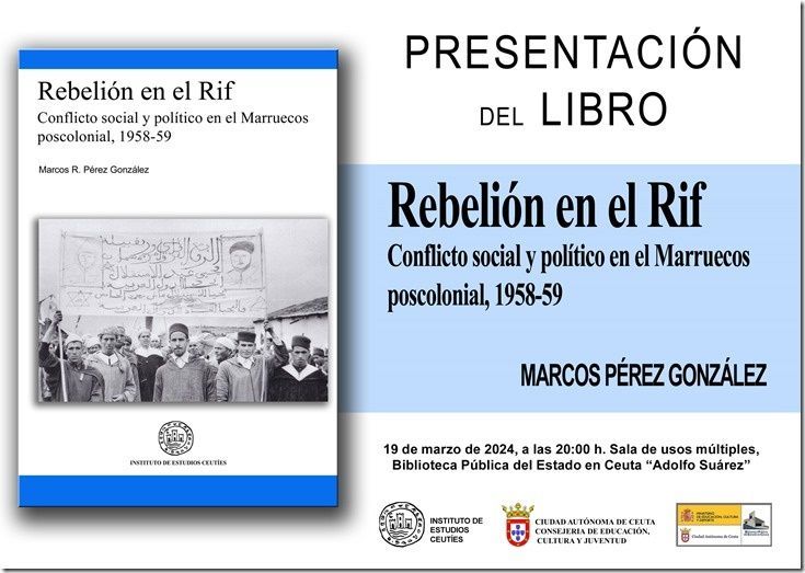El próximo martes se presenta el libro “Rebelión en el Rif”