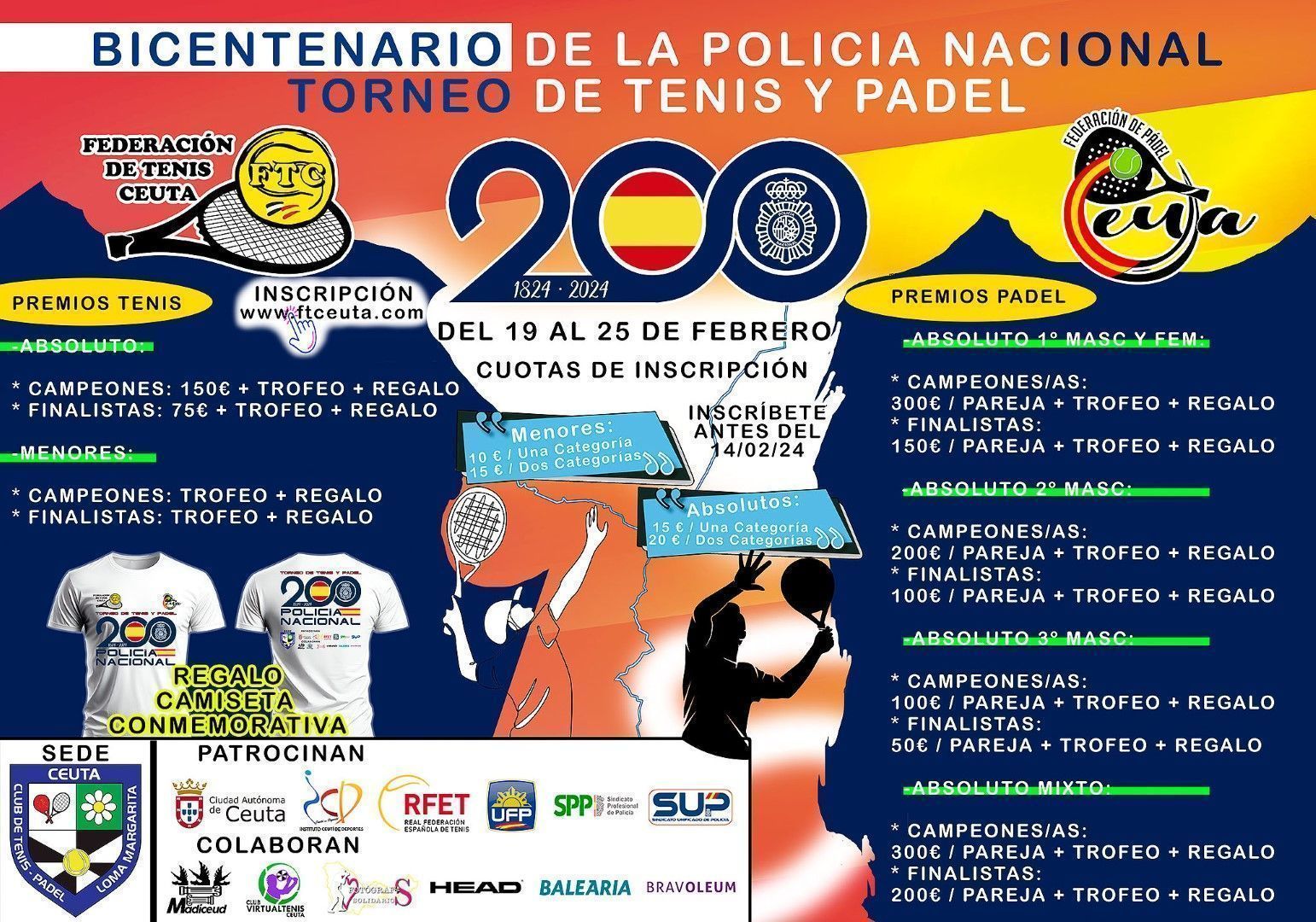 La Federación de Tenis de Ceuta organiza un torneo abierto para conmemorar el bicentenario de la Policía Nacional