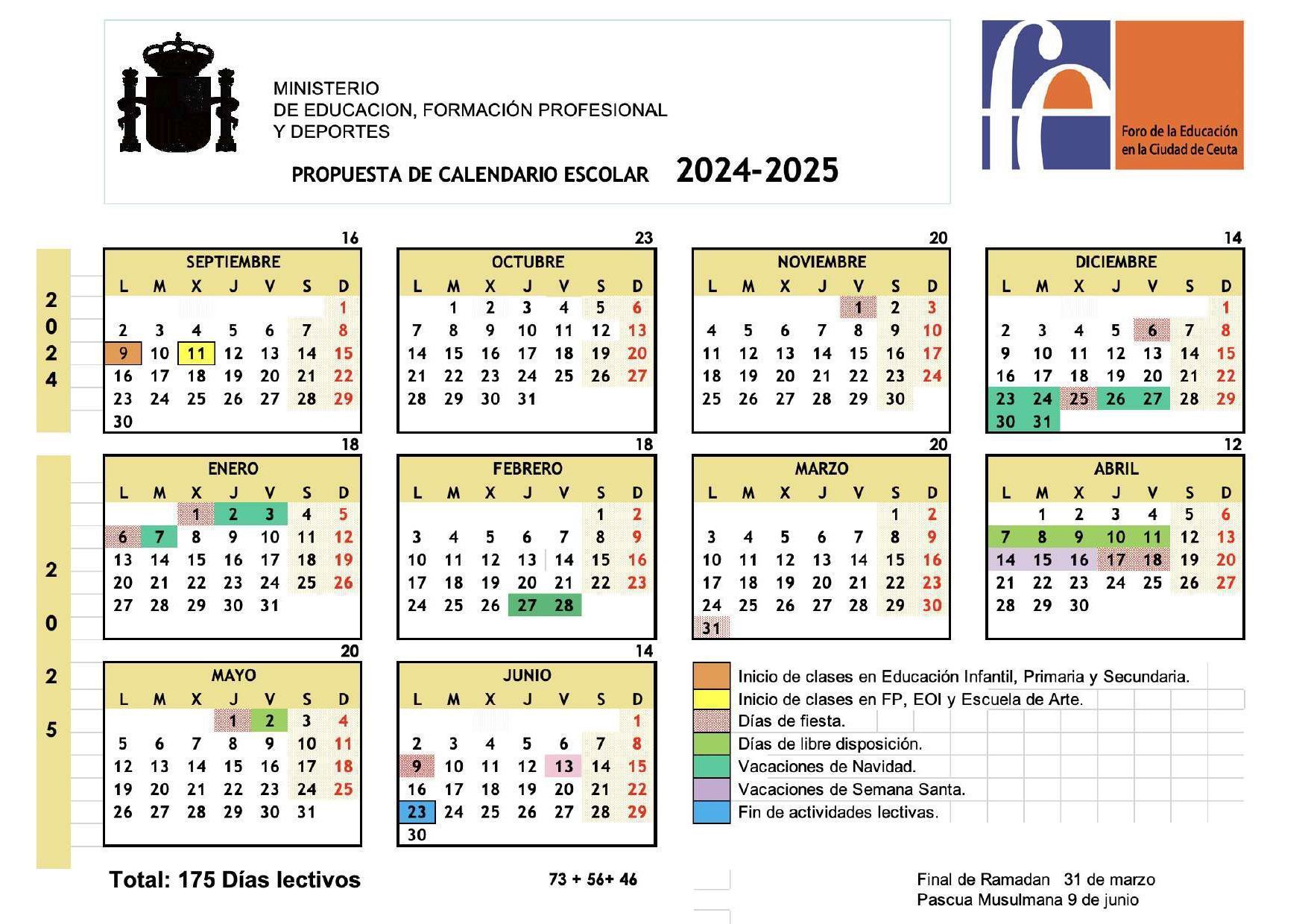 El Foro de la Educación propone su calendario escolar para el próximo curso