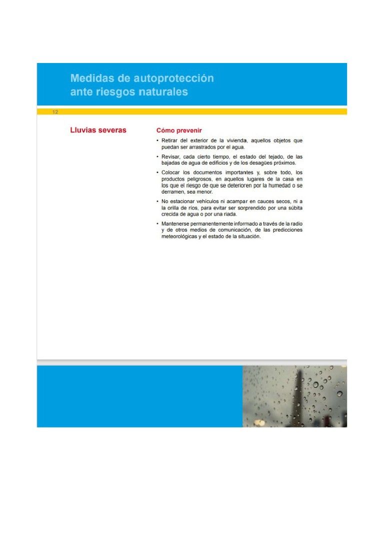 RECOMENDACIONES POR LLUVIAS SEVERAS PROTECCION CIVIL CEUTA Página 1
