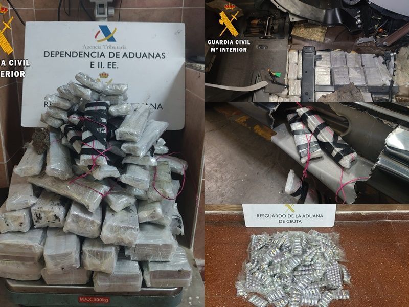 Dos detenidos con más de 44 kilos de hachís ocultos en dos vehículos