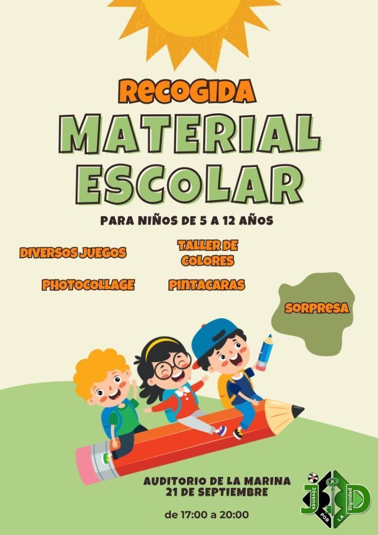 Jóvenes por la Dignidad organiza una recogida solidaria de material escolar