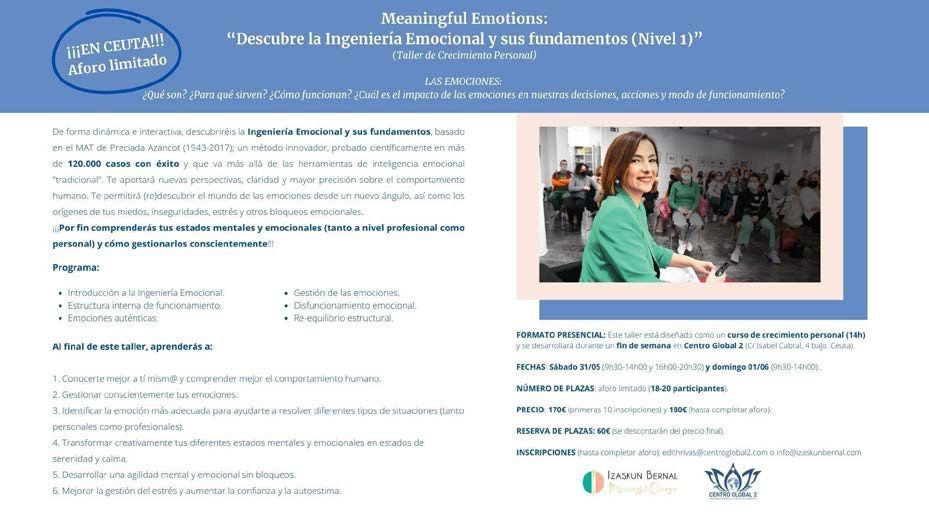 Ceuta acoge el taller “Descubre la Ingeniería Emocional” de la mano de Izaskun Bernal y Edith Rivas