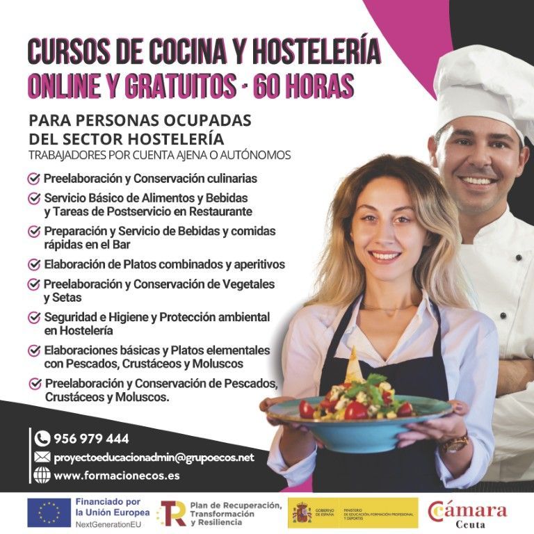 Grupo ECOS lanza nuevos Cursos Online gratuitos de Hostelería y Cocina para personas trabajadoras en Ceuta