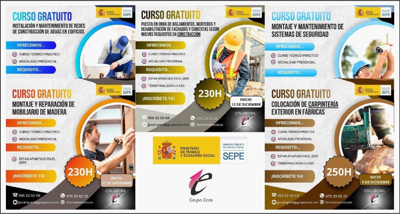 Grupo Ecos informa sobre 5 nuevos cursos gratuitos del SEPE en Ceuta para impulsar la empleabilidad