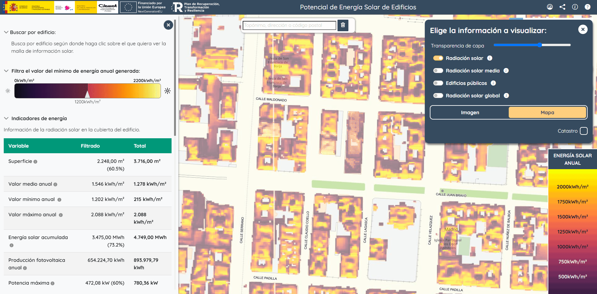 Conoce el potencial solar de tu edificio a través de la web del Ministerio de Transportes y Movilidad Sostenible