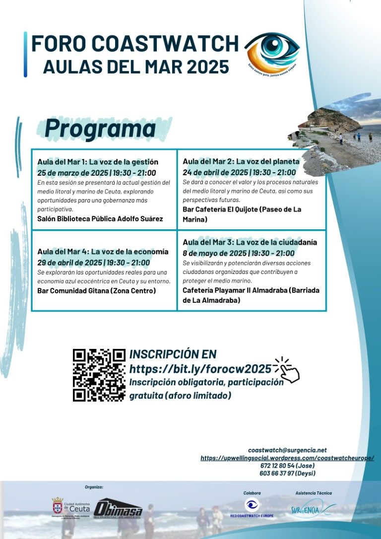 Medio Ambiente impulsa cuatro Aulas del Mar dentro del proyecto europeo Coastwatch 2025