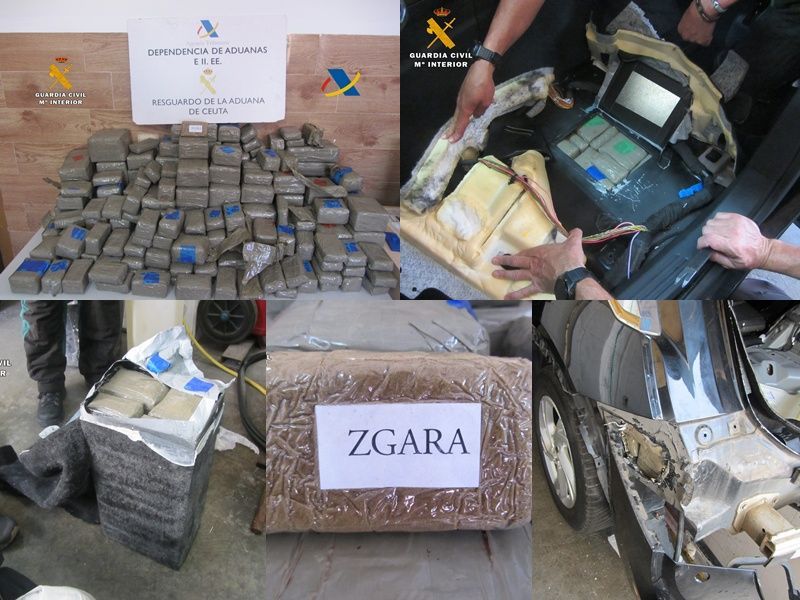 La Guardia Civil incauta 80 kilos de resina de hachís en un vehículo que pretendía embarcar hacia Algeciras  