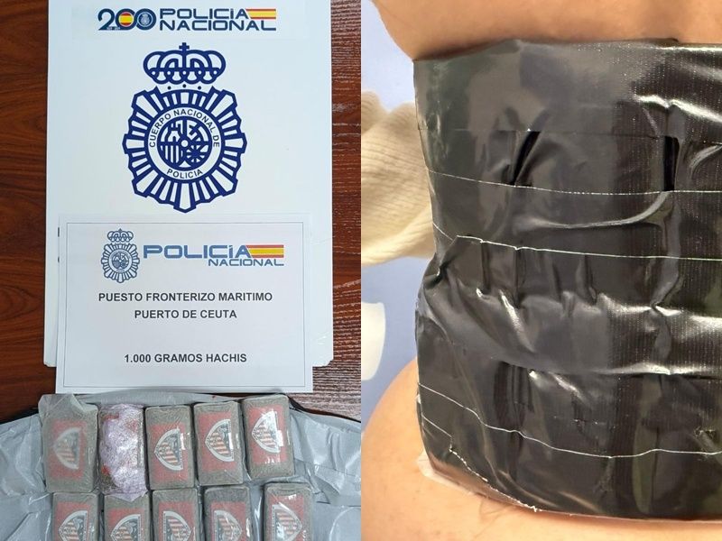 Detenida una mujer por intentar pasar un kilo de hachís adherido al cuerpo