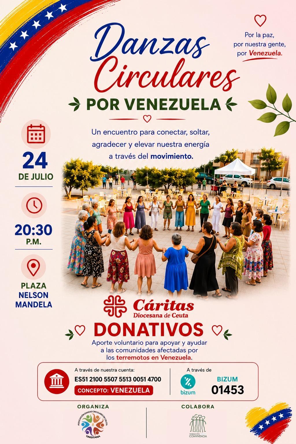Danzas Circulares Tingitana organiza un encuentro solidario por Venezuela en la Plaza Nelson Mandela