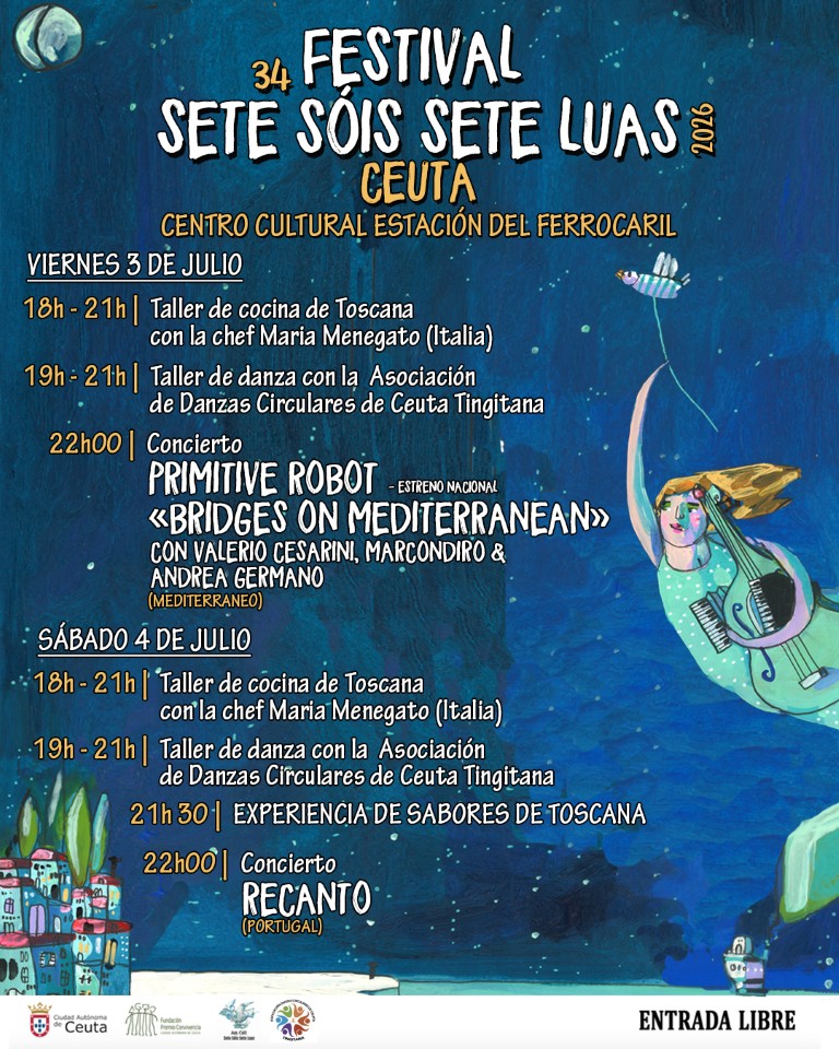 El Festival Sete Sóis Sete Luas traerá a Ceuta dos jornadas de música, danza y gastronomía mediterránea
