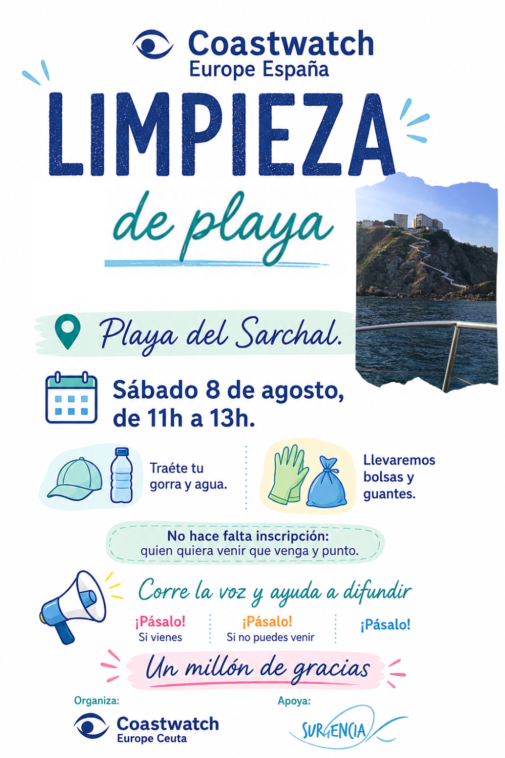 Una jornada de limpieza del Sarchal invita a la ciudadanía a colaborar en el cuidado del litoral