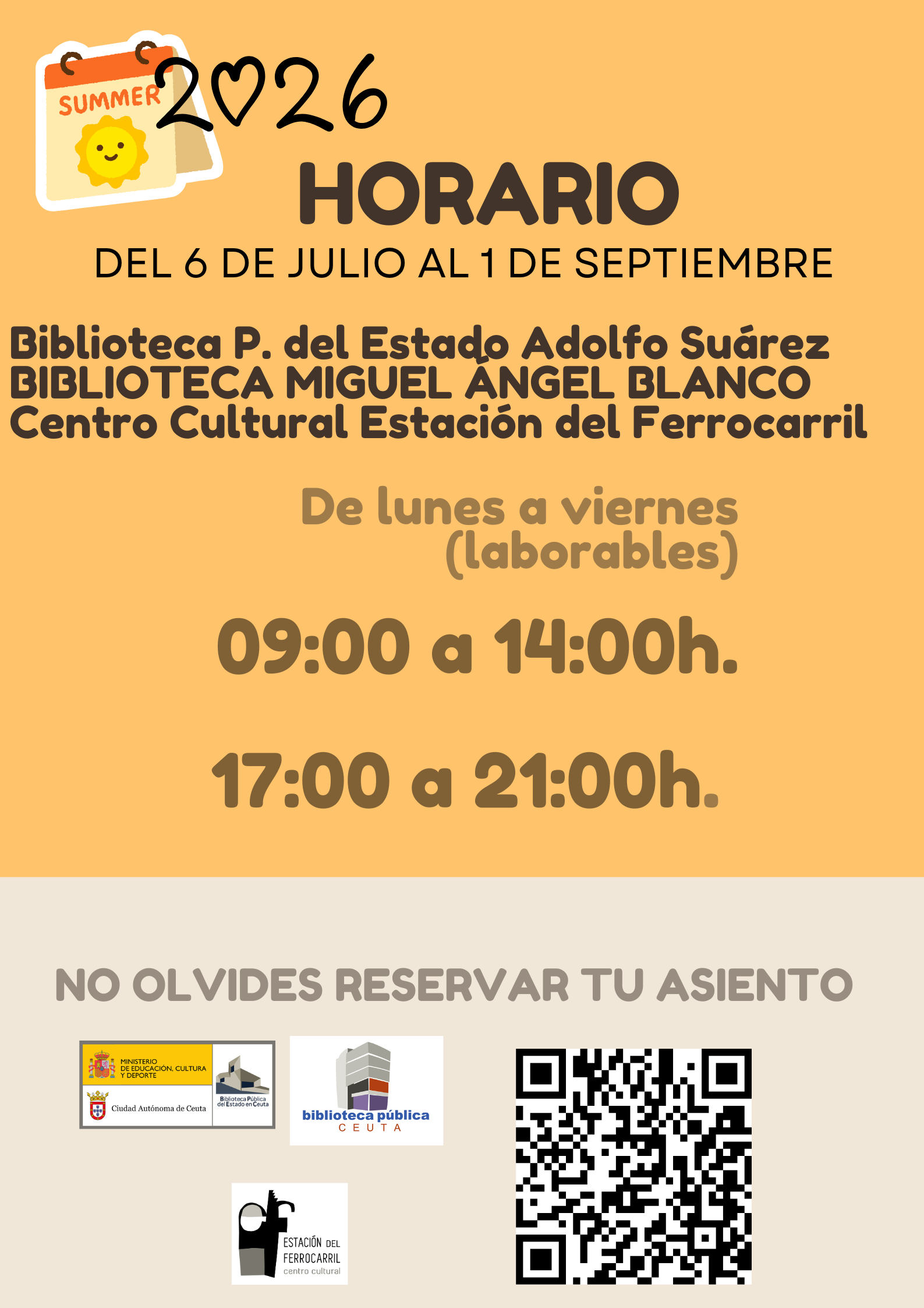 Las bibliotecas públicas de Ceuta adaptan su horario de verano desde el 6 de julio