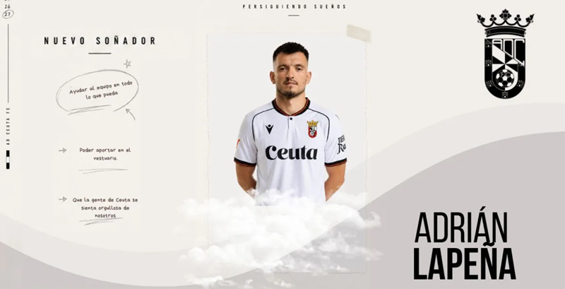 Adrián Lapeña refuerza la defensa de la AD Ceuta FC para las dos próximas temporadas