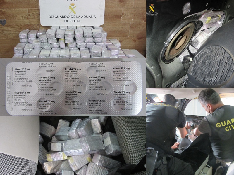 La Guardia Civil intercepta 93.000 comprimidos de Rivotril ocultos en un vehículo en el puerto de Ceuta